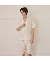 LUNALUZ STUDIO（ルナルス）の「Men's Creamy Short Sleeve Collar Two Piece Pajamas（ルームウェア/パジャマ）」