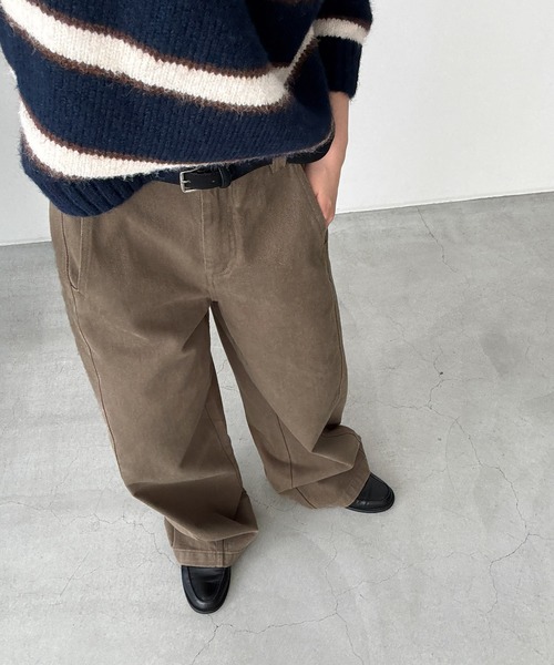 CANAL JEAN(キャナルジーン)の「El mar ベルト付き裏起毛コットンパンツ(その他パンツ・レディース・ブラウン/モカ・MEDIUM/SMALL)」の6枚目の写真