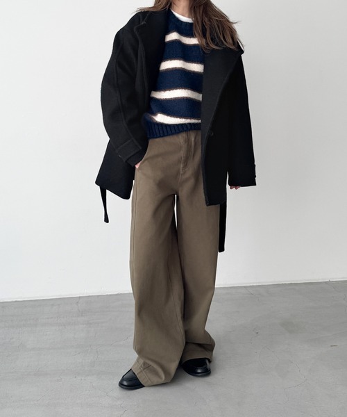 CANAL JEAN(キャナルジーン)の「El mar ベルト付き裏起毛コットンパンツ(その他パンツ・レディース・ブラウン/モカ・MEDIUM/SMALL)」の7枚目の写真