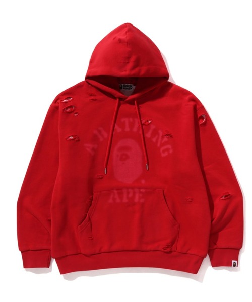 A BATHING APE（アベイシングエイプ）の「DESTROYED COLLEGE RELAXED FIT LAYERED PULLOVER HOODIE（パーカー・メンズ・ブラック/アイボリー/レッド・SMALL/MEDIUM）」の3枚目の写真