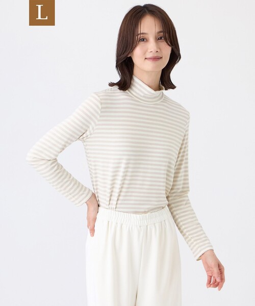 TRANS WORK(トランスワーク)の「【L】【ウォッシャブル・吸湿発熱】サクラウォームベア天カットソー(Tシャツ/カットソー・レディース・ベージュ/ネイビー・46/44)」の2枚目の写真