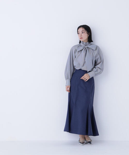 NATURAL BEAUTY BASIC(ナチュラルビューティーベーシック)の「◇ハイネックリボンボウブラウス(シャツ/ブラウス・レディース・ピンク系その他/グレー系その他/オフホワイト/ブルー・MEDIUM/SMALL)」の7枚目の写真