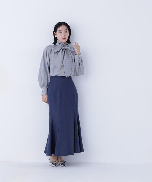 NATURAL BEAUTY BASIC(ナチュラルビューティーベーシック)の「◇ハイネックリボンボウブラウス(シャツ/ブラウス・レディース・ピンク系その他/グレー系その他/オフホワイト/ブルー・MEDIUM/SMALL)」の13枚目の写真