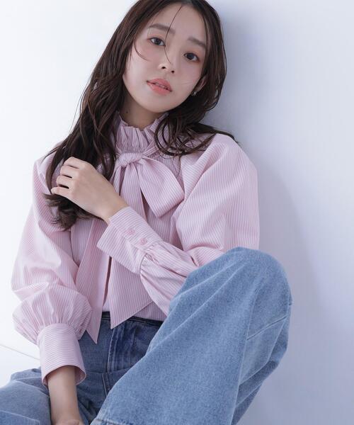 NATURAL BEAUTY BASIC(ナチュラルビューティーベーシック)の「◇ハイネックリボンボウブラウス(シャツ/ブラウス・レディース・ピンク系その他/グレー系その他/オフホワイト/ブルー・MEDIUM/SMALL)」の14枚目の写真