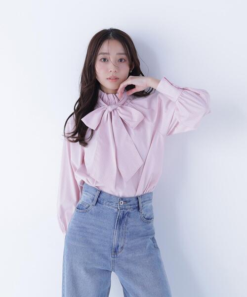 NATURAL BEAUTY BASIC(ナチュラルビューティーベーシック)の「◇ハイネックリボンボウブラウス(シャツ/ブラウス・レディース・ピンク系その他/グレー系その他/オフホワイト/ブルー・MEDIUM/SMALL)」の15枚目の写真
