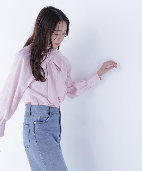NATURAL BEAUTY BASIC(ナチュラルビューティーベーシック)の「◇ハイネックリボンボウブラウス(シャツ/ブラウス・レディース・ピンク系その他/グレー系その他/オフホワイト/ブルー・MEDIUM/SMALL)」の17枚目の写真