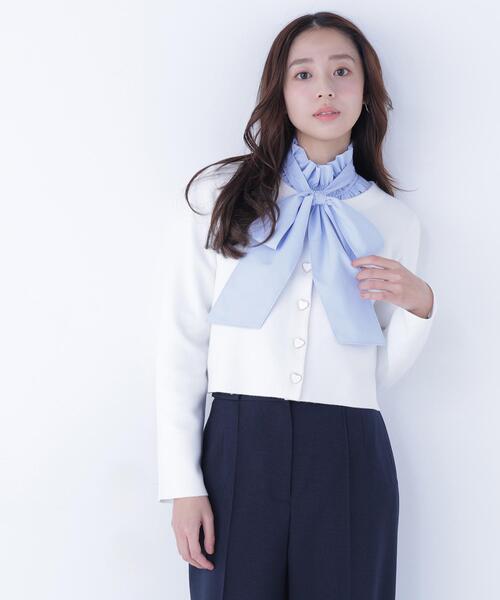 NATURAL BEAUTY BASIC（ナチュラルビューティーベーシック）の「◇ハイネックリボンボウブラウス（シャツ/ブラウス・レディース・ピンク系その他/グレー系その他/オフホワイト/ブルー・MEDIUM/SMALL）」の13枚目の写真
