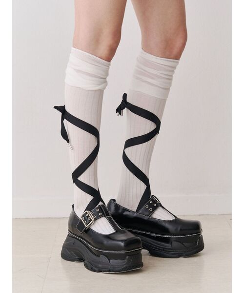 jouetie（ジュエティ）の「厚底スニーカーソールメリージェーンシューズ ローファー 靴（ローファー・レディース・レッド/ブラック・MEDIUM/LARGE）」の8枚目の写真