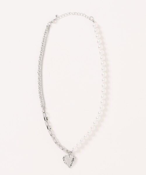 PAGEBOY（ページボーイ）の「エンジェルパールチェーンネックレス（ネックレス・レディース・ブラック/シルバー・FREE）」の2枚目の写真