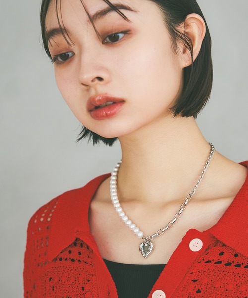 PAGEBOY(ページボーイ)の「エンジェルパールチェーンネックレス(ネックレス・レディース・ブラック/シルバー・FREE)」の15枚目の写真