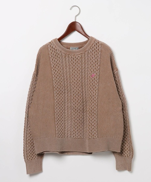 MODE NORM CORE] ストーンウォッシュケーブルプルオーバー（ニット