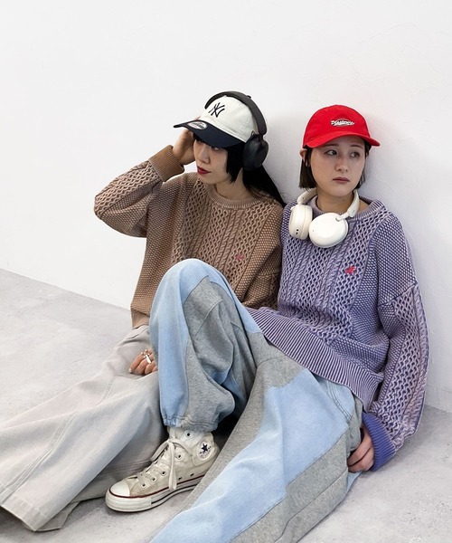 niko and...（ニコアンド）の「[MODE NORM CORE] ストーンウォッシュケーブルプルオーバー（ニット/セーター・レディース・ネイビー/キャメル/アイボリー・LARGE/MEDIUM）」の7枚目の写真