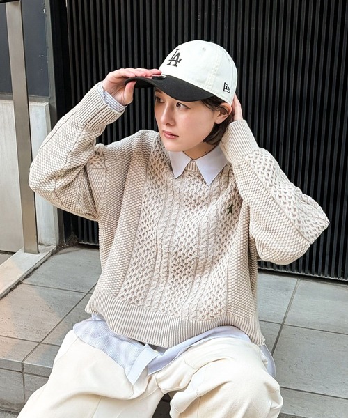 niko and...（ニコアンド）の「[MODE NORM CORE] ストーンウォッシュケーブルプルオーバー（ニット/セーター・レディース・ネイビー/キャメル/アイボリー・LARGE/MEDIUM）」の11枚目の写真