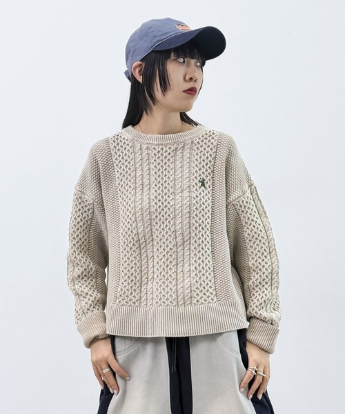niko and...（ニコアンド）の「[MODE NORM CORE] ストーンウォッシュケーブルプルオーバー（ニット/セーター・レディース・ネイビー/キャメル/アイボリー・LARGE/MEDIUM）」の15枚目の写真