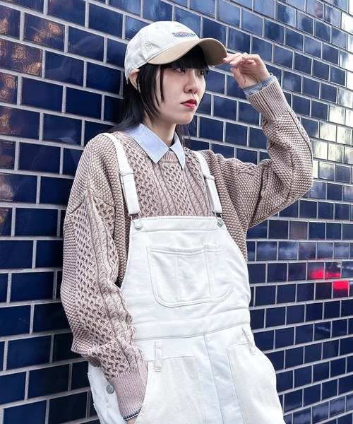 niko and...（ニコアンド）の「[MODE NORM CORE] ストーンウォッシュケーブルプルオーバー（ニット/セーター・レディース・ネイビー/キャメル/アイボリー・LARGE/MEDIUM）」の19枚目の写真