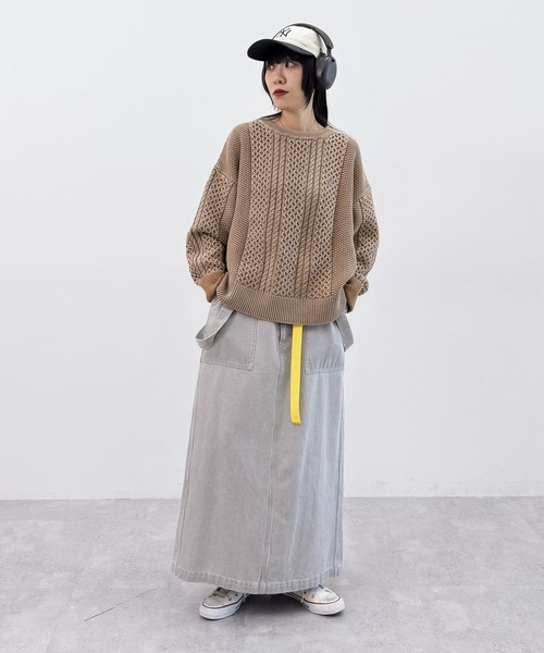 niko and...（ニコアンド）の「[MODE NORM CORE] ストーンウォッシュケーブルプルオーバー（ニット/セーター・レディース・ネイビー/キャメル/アイボリー・LARGE/MEDIUM）」の20枚目の写真