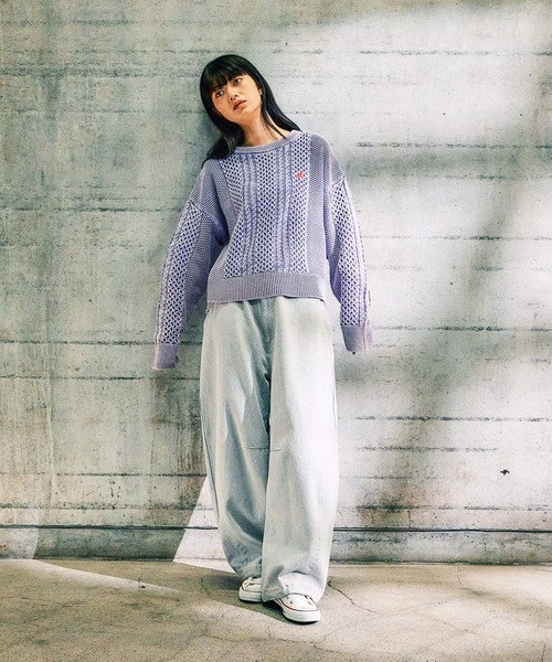 セール】[MODE NORM CORE] ストーンウォッシュケーブルプルオーバー