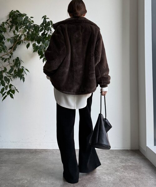 DouDou（ドゥドゥ）の「ニットコーデュロイセミフレアイージーパンツ（その他パンツ・レディース・ブラック/オフホワイト/チャコールグレー・36/38）」の17枚目の写真