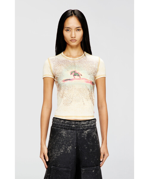 DIESEL(ディーゼル)の「ウィメンズ 半袖トップ T-UNCUTIES-LONG-S10(Tシャツ/カットソー・レディース・ベージュ系その他・X-LARGE/SMALL/LARGE/MEDIUM)」の4枚目の写真