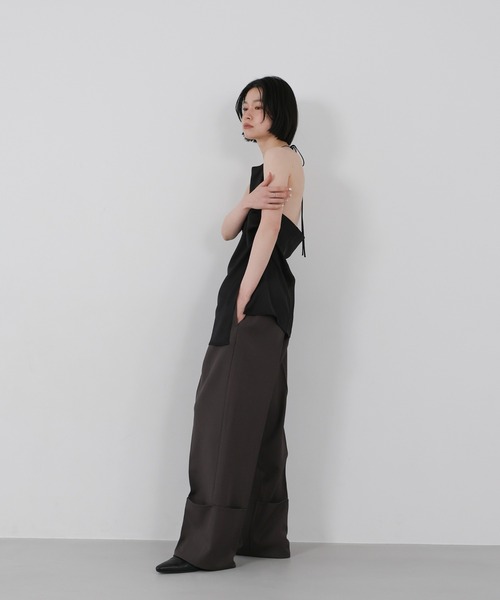 select MOCA（セレクトモカ）の「ロールアップツータックワイドストレートスラックス（スラックス・レディース・チャコールグレー/カーキブラウン・FREE）」の7枚目の写真