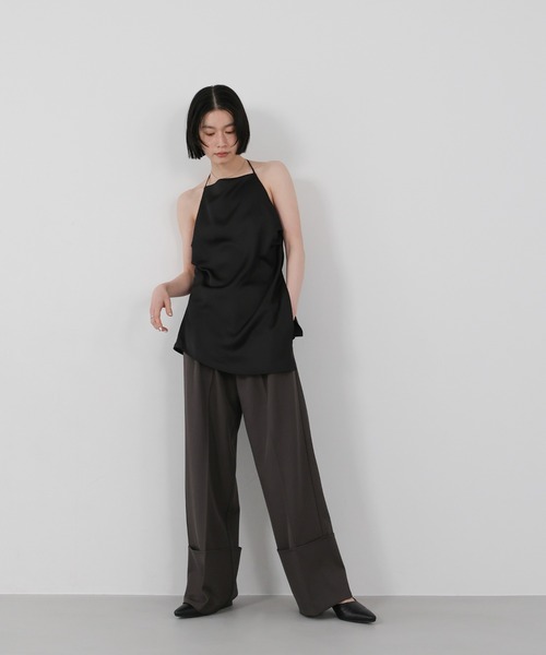 select MOCA（セレクトモカ）の「ロールアップツータックワイドストレートスラックス（スラックス・レディース・チャコールグレー/カーキブラウン・FREE）」の6枚目の写真