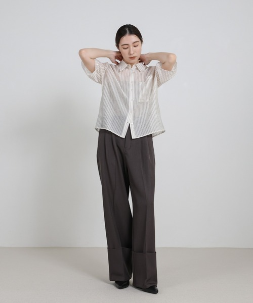 select MOCA（セレクトモカ）の「ロールアップツータックワイドストレートスラックス（スラックス・レディース・チャコールグレー/カーキブラウン・FREE）」の14枚目の写真