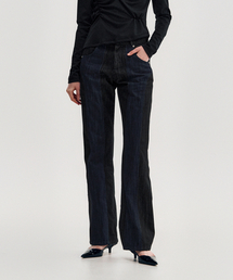 Two-Tone Straight Washed Pants _ BLACK