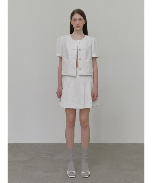 ETMON(エトモン)の「Pleats Tweed Mini Skirt, White(スカート・レディース・その他・S/M)」の2枚目の写真