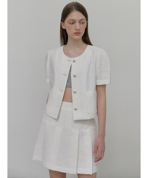 ETMON(エトモン)の「Pleats Tweed Mini Skirt, White(スカート・レディース・その他・S/M)」の3枚目の写真