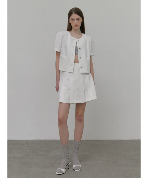 ETMON(エトモン)の「Pleats Tweed Mini Skirt, White(スカート・レディース・その他・S/M)」の4枚目の写真