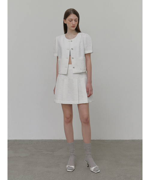 ETMON(エトモン)の「Pleats Tweed Mini Skirt, White(スカート・レディース・その他・S/M)」の5枚目の写真