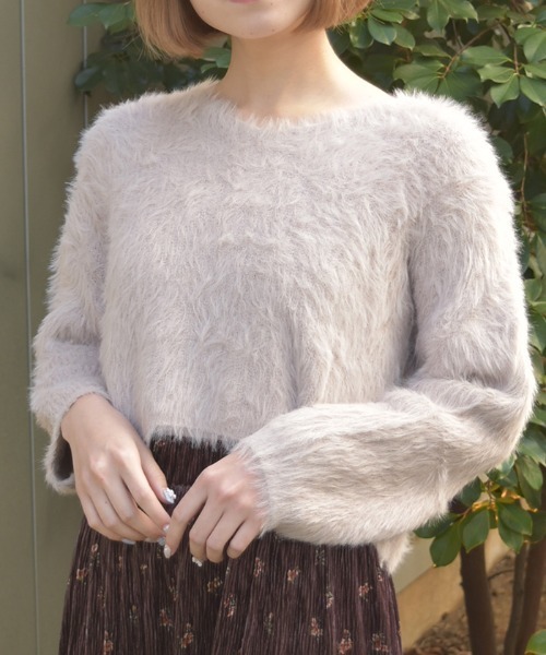 axes femme(アクシーズファム)の「フェザーニット(ニット/セーター・レディース・ラベンダー/ホワイト・FREE)」の2枚目の写真