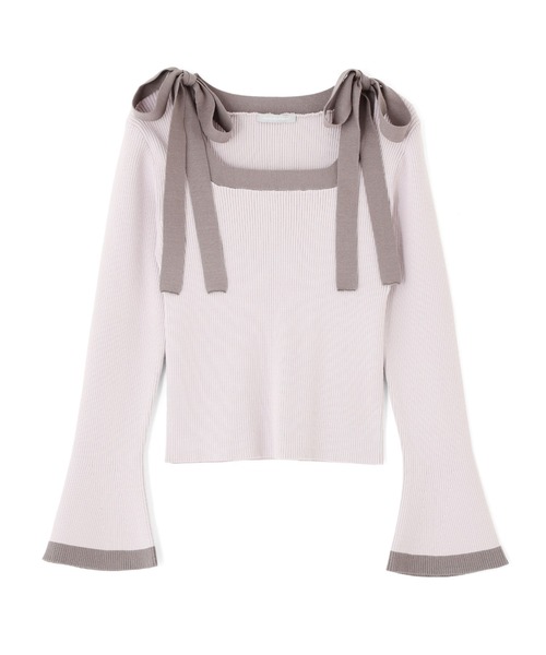 JILL by JILL STUART(ジルバイジルスチュアート)の「肩リボン配色ニット(ニット/セーター・レディース・ラベンダー/ブラック/ホワイト・FREE)」の6枚目の写真