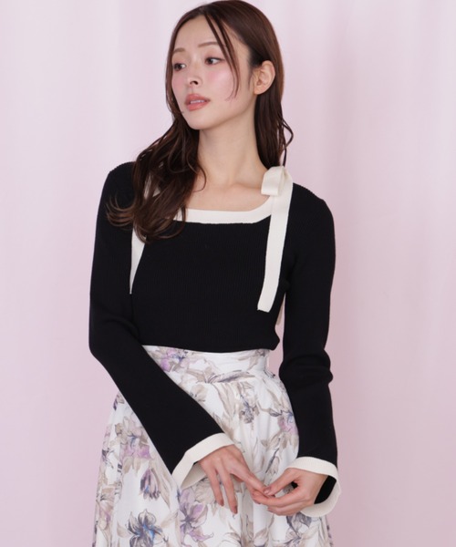 JILL by JILL STUART(ジルバイジルスチュアート)の「肩リボン配色ニット(ニット/セーター・レディース・ラベンダー/ブラック/ホワイト・FREE)」の19枚目の写真