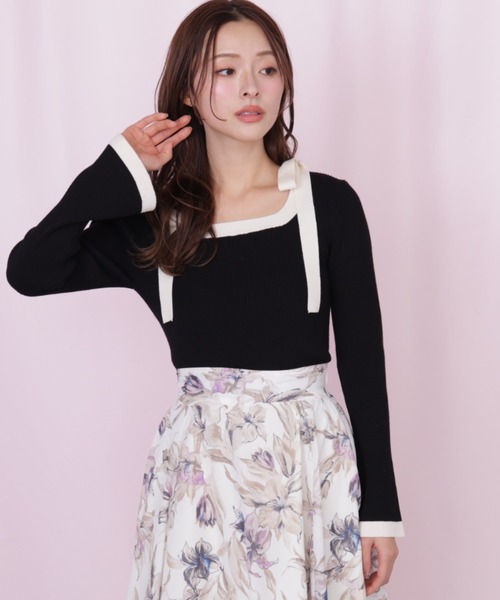 JILL by JILL STUART(ジルバイジルスチュアート)の「肩リボン配色ニット(ニット/セーター・レディース・ラベンダー/ブラック/ホワイト・FREE)」の17枚目の写真
