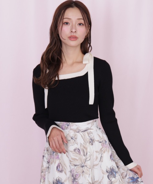 JILL by JILL STUART(ジルバイジルスチュアート)の「肩リボン配色ニット(ニット/セーター・レディース・ラベンダー/ブラック/ホワイト・FREE)」の16枚目の写真