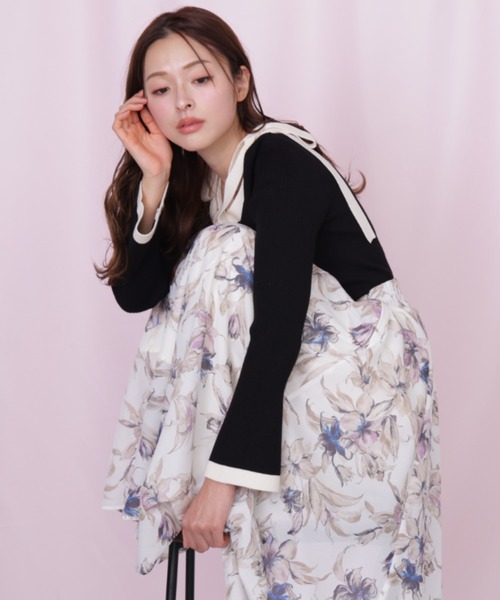 JILL by JILL STUART(ジルバイジルスチュアート)の「肩リボン配色ニット(ニット/セーター・レディース・ラベンダー/ブラック/ホワイト・FREE)」の21枚目の写真
