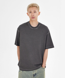 ピグメントウォッシングオーバーサイズクルーネック半袖Tシャツ_チャコール