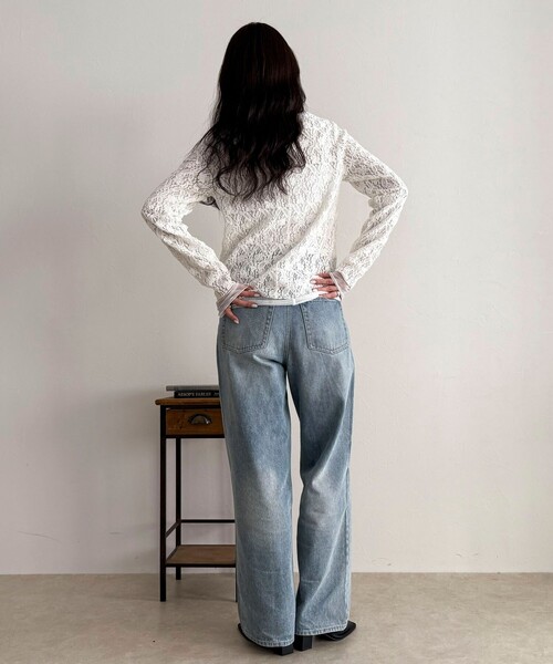 fredy emue（フレディエミュ）の「チュールレイヤードレースロンTシャツ（Tシャツ/カットソー・レディース・ブラック/オフホワイト・38）」の4枚目の写真