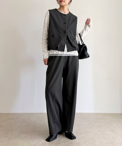 fredy emue（フレディエミュ）の「チュールレイヤードレースロンTシャツ（Tシャツ/カットソー・レディース・ブラック/オフホワイト・38）」の10枚目の写真