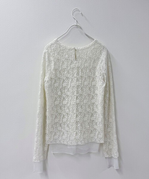 fredy emue（フレディエミュ）の「チュールレイヤードレースロンTシャツ（Tシャツ/カットソー・レディース・ブラック/オフホワイト・38）」の18枚目の写真