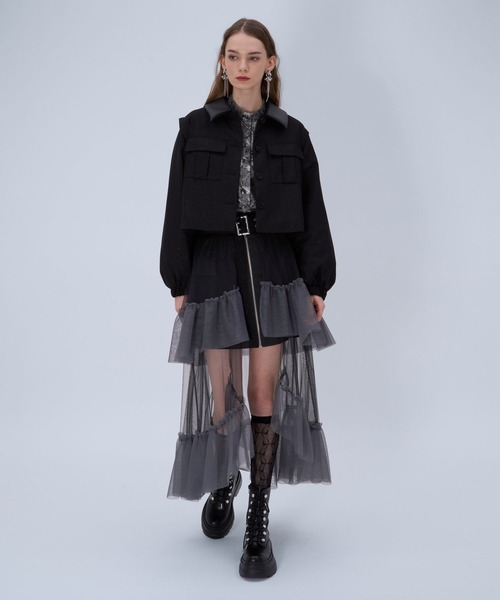 HARE（ハレ）の「バイカラーチュールベルトスカート(HARE)（スカート・レディース・ブルー/ブラック・FREE）」の3枚目の写真