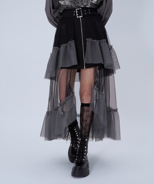 HARE（ハレ）の「バイカラーチュールベルトスカート(HARE)（スカート・レディース・ブルー/ブラック・FREE）」の14枚目の写真