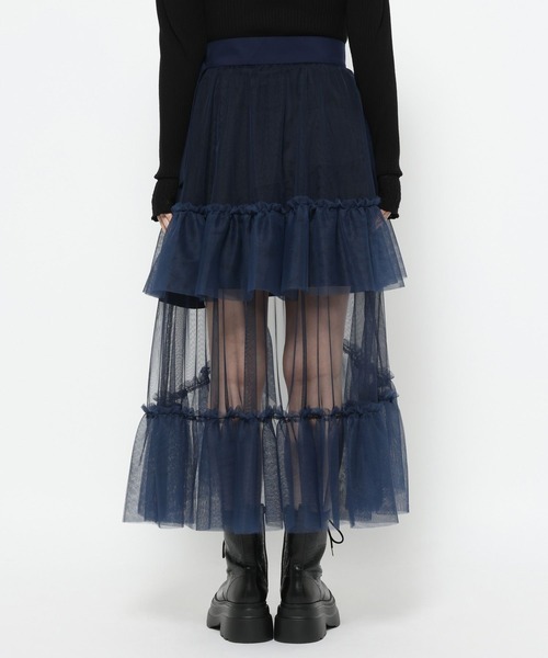 HARE（ハレ）の「バイカラーチュールベルトスカート(HARE)（スカート・レディース・ブルー/ブラック・FREE）」の18枚目の写真