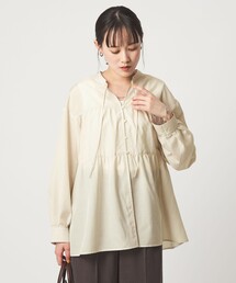 完売ﾎﾞﾘｭｰﾑｷﾞｬｻﾞｰﾄｯﾌﾟｽ ボリュームギャザートップス(ネイビー) - seventen