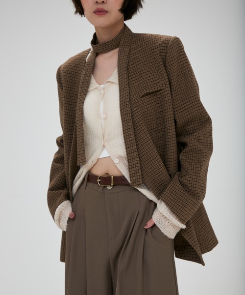 full/fill.(フルフィル)の「ribbon no collar jacket / リボン付きノーカラージャケット(ノーカラージャケット・レディース・グレー/ブラウン/ベージュ・FREE)」の19枚目の写真