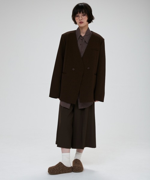 full/fill.(フルフィル)の「ribbon no collar jacket / リボン付きノーカラージャケット(ノーカラージャケット・レディース・グレー/ブラウン/ベージュ・FREE)」の8枚目の写真