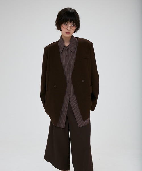 full/fill.(フルフィル)の「ribbon no collar jacket / リボン付きノーカラージャケット(ノーカラージャケット・レディース・グレー/ブラウン/ベージュ・FREE)」の4枚目の写真