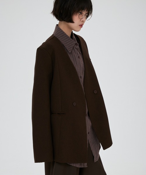 full/fill.(フルフィル)の「ribbon no collar jacket / リボン付きノーカラージャケット(ノーカラージャケット・レディース・グレー/ブラウン/ベージュ・FREE)」の5枚目の写真