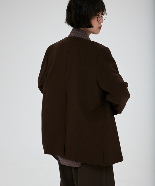 full/fill.(フルフィル)の「ribbon no collar jacket / リボン付きノーカラージャケット(ノーカラージャケット・レディース・グレー/ブラウン/ベージュ・FREE)」の6枚目の写真